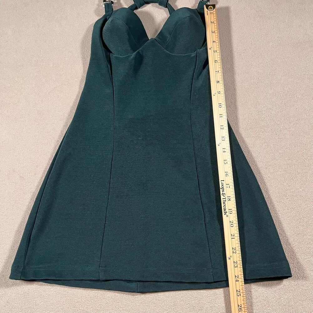 True Vintage Sexy Emerald Green Mini Dress Built-In Bra Womens Sz XS Whimsygoth - Picture 8 of 13